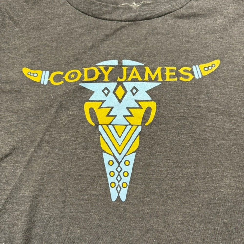 Cody James Western Graphic Long Sleeve‎ T-Shirt Bull Skull Gray Medium